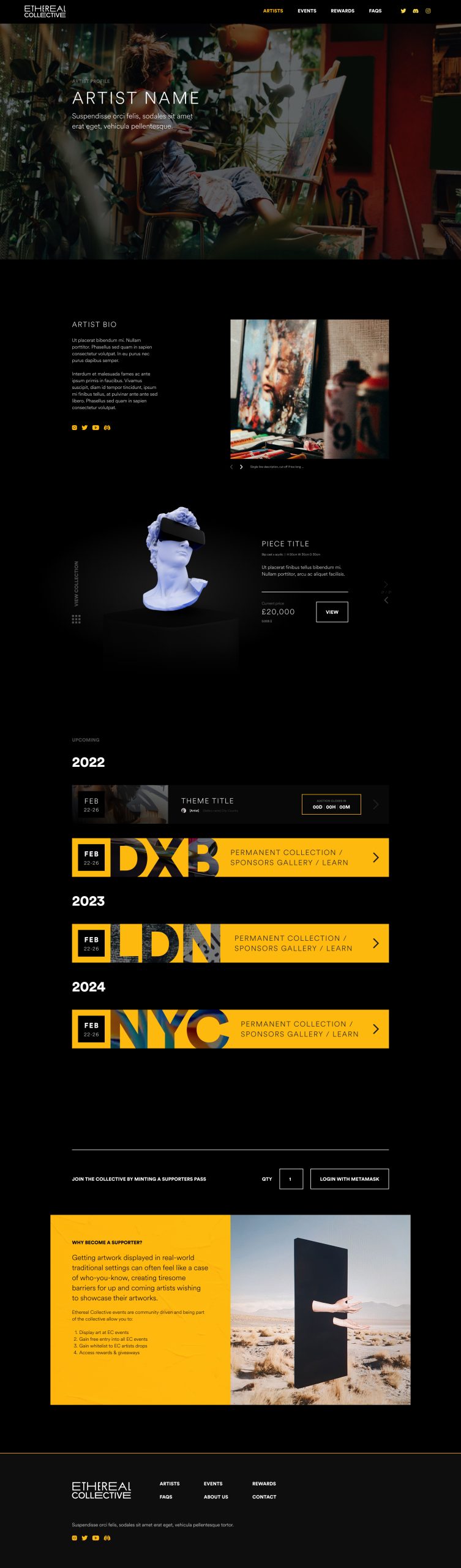 Ethereal website redesign: Artist profile
